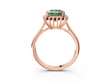 Rose gold Fancy Green Princess  Cut Diamond Halo Ring with Solitaire Band and Prong Setting_32