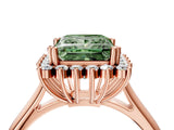 Rose gold Fancy Green Princess  Cut Diamond Halo Ring with Solitaire Band and Prong Setting_33