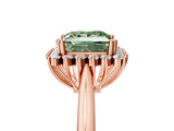 Rose gold Fancy Green Princess  Cut Diamond Halo Ring with Solitaire Band and Prong Setting_34