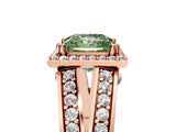 Rose gold Fancy Green Princess Cut Diamond Halo Ring with Split Shank Pavé Band and Four-Prong Setting_5