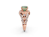 Rose gold Fancy Green Princess Cut Diamond Halo Ring with Split Shank and Bezel Accents and Four-Prong Setting_2