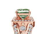 Rose gold Fancy Green Princess Cut Diamond Halo Ring with Split Shank and Bezel Accents and Four-Prong Setting_5
