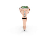 Rose gold Fancy Green Princess Cut Diamond Halo Ring with Split Shank and Bezel Accents and Prong Setting_2