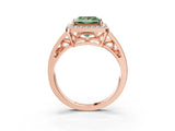 Rose gold Fancy Green Princess Cut Diamond Halo Ring with Split Shank and Bezel Accents and Prong Setting_3