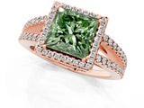 Rose gold Fancy Green Princess Cut Diamond Halo Split Shank Engagement Ring_40