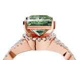Rose gold Fancy Green Princess Cut Diamond  Halo Twist Band Solitaire Prong Setting Ring_28