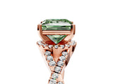 Rose gold Fancy Green Princess Cut Diamond  Halo Twist Band Solitaire Prong Setting Ring_29