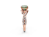 Rose gold Fancy Green Princess Cut Diamond  Halo Twist Band Solitaire Prong Setting Ring_44