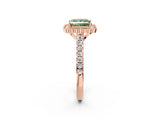 Rose gold Fancy Green Princess  Cut Diamond Milgrain Floral Halo Engagement Ring with Pavé Band_17