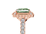 Rose gold Fancy Green Princess  Cut Diamond Milgrain Floral Halo Engagement Ring with Pavé Band_20