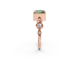 Rose gold Fancy Green Princess  Cut Diamond Milgrain Marquise Band with Prong Setting_5