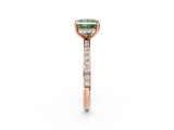 Rose gold Fancy Green Princess  Cut Diamond Pavé Band Ring with Four-Prong Setting_2