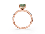 Rose gold Fancy Green Princess  Cut Diamond Pavé Band Ring with Four-Prong Setting_3