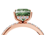 Rose gold Fancy Green Princess  Cut Diamond Pavé Band Ring with Four-Prong Setting_4