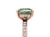 Rose gold Fancy Green Princess  Cut Diamond Pavé Band Ring with Four-Prong Setting_5