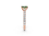 Rose gold Fancy Green Princess Cut Diamond Pavé Band Solitaire Ring with Prong Setting_19