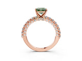 Rose gold Fancy Green Princess Cut Diamond Pavé Band Solitaire Ring with Prong Setting_20