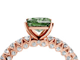Rose gold Fancy Green Princess Cut Diamond Pavé Band Solitaire Ring with Prong Setting_21