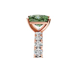 Rose gold Fancy Green Princess Cut Diamond Pavé Band Solitaire Ring with Prong Setting_22