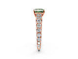 Rose gold Fancy Green Princess  Cut Diamond Pavé Band Solitaire with Four-Prong Setting_17