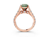 Rose gold Fancy Green Princess  Cut Diamond Pavé Band Solitaire with Four-Prong Setting_18