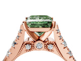 Rose gold Fancy Green Princess  Cut Diamond Pavé Band Solitaire with Four-Prong Setting_19