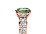Rose gold Fancy Green Princess  Cut Diamond Pavé Band Solitaire with Four-Prong Setting_20