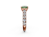 Rose gold Fancy Green Princess  Cut Diamond Pavé Band Solitaire with Four-Prong Setting_5