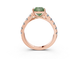 Rose gold Fancy Green Princess  Cut Diamond Pavé Band Solitaire with Four-Prong Setting_6