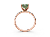 Rose gold Fancy Green Princess  Cut Diamond Pavé Band Solitaire with Four-Prong Setting_6