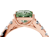 Rose gold Fancy Green Princess  Cut Diamond Pavé Band Solitaire with Four-Prong Setting_7
