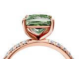 Rose gold Fancy Green Princess  Cut Diamond Pavé Band Solitaire with Four-Prong Setting_7