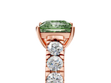 Rose gold Fancy Green Princess  Cut Diamond Pavé Band Solitaire with Four-Prong Setting_8