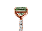 Rose gold Fancy Green Princess  Cut Diamond Pavé Band Solitaire with Four-Prong Setting_8