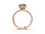 Rose gold Fancy Green Princess  Cut Diamond Pavé Band with Four-Prong Setting_3