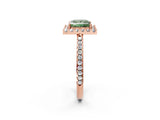 Rose gold Fancy Green Princess Cut Diamond Pavé Halo Ring with Four-Prong Setting_20