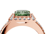 Rose gold Fancy Green Princess Cut Diamond Pavé Halo Ring with Four-Prong Setting_22