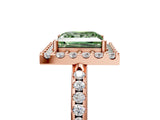 Rose gold Fancy Green Princess Cut Diamond Pavé Halo Ring with Four-Prong Setting_23