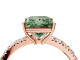 Rose gold Fancy Green Princess Cut Diamond Pavé Solitaire Engagement Ring with Four-Prong Setting_21
