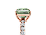 Rose gold Fancy Green Princess Cut Diamond Pavé Solitaire Engagement Ring with Four-Prong Setting_22