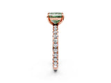 Rose gold Fancy Green Princess Cut Diamond Pavé Solitaire Ring with Round Band and Prong Setting_14