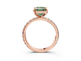 Rose gold Fancy Green Princess Cut Diamond Pavé Solitaire Ring with Round Band and Prong Setting_15