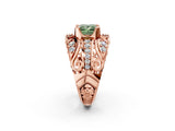 Rose gold Fancy Green Princess Cut Diamond Pave Art Deco Split Shank Ring with Four-Prong Setting_2