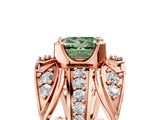Rose gold Fancy Green Princess Cut Diamond Pave Art Deco Split Shank Ring with Four-Prong Setting_5