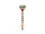 Rose gold Fancy Green Princess Cut Diamond Pave Band Solitaire Ring with Four-Prong Setting_20