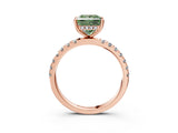 Rose gold Fancy Green Princess Cut Diamond Pave Band Solitaire Ring with Four-Prong Setting_21