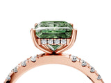 Rose gold Fancy Green Princess Cut Diamond Pave Band Solitaire Ring with Four-Prong Setting_22