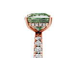 Rose gold Fancy Green Princess Cut Diamond Pave Band Solitaire Ring with Four-Prong Setting_23