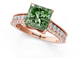 Rose gold Fancy Green Princess  Cut Diamond Pave Band with Four-Prong Setting_1