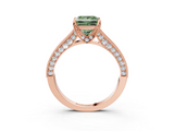 Rose gold Fancy Green Princess  Cut Diamond Pave Band with Four-Prong Setting_3